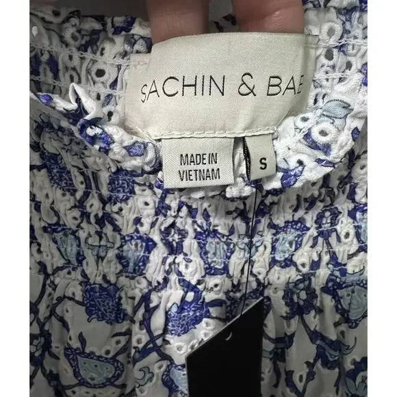NWT Sachin Babi Blue Floral Eyelet “Millie Vine” Top & Shorts Set Size S - Picture 10 of 13